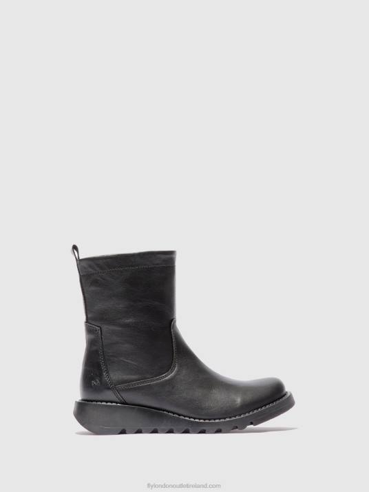 Zip Up Boots SAUK794 Women V00W317 VELVET BLACK(BLACK) Fly London