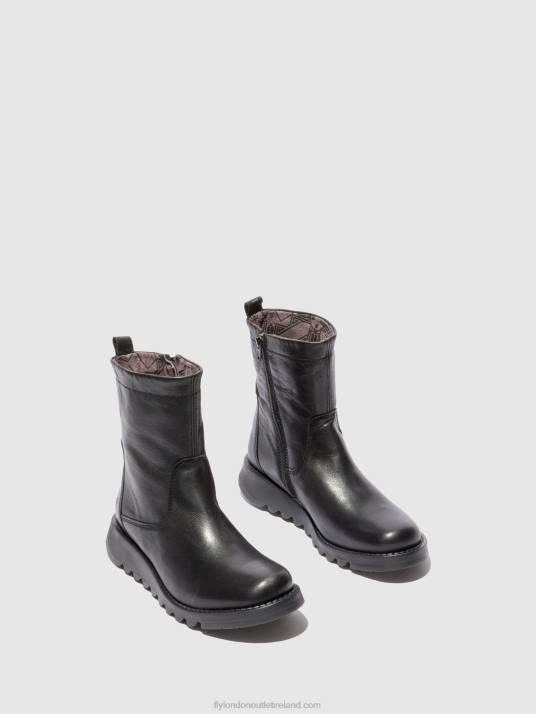 Zip Up Boots SAUK794 Women V00W317 VELVET BLACK(BLACK) Fly London