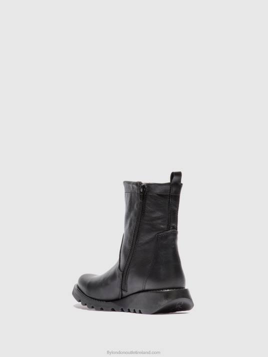Zip Up Boots SAUK794 Women V00W317 VELVET BLACK(BLACK) Fly London