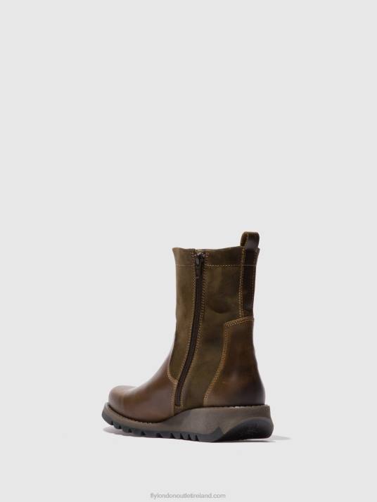 Zip Up Boots SAUK794 Women V00W318 RUG/OILSUEDE OLIVE/SLUDGE Fly London