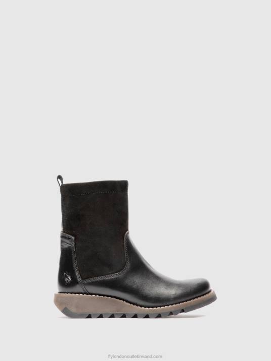 Zip Up Boots SAUK794 Women V00W319 RUG/OILSUEDE BLACK Fly London