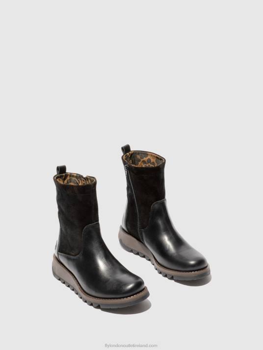 Zip Up Boots SAUK794 Women V00W319 RUG/OILSUEDE BLACK Fly London