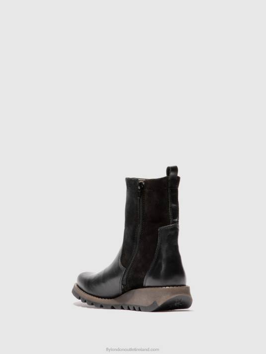 Zip Up Boots SAUK794 Women V00W319 RUG/OILSUEDE BLACK Fly London