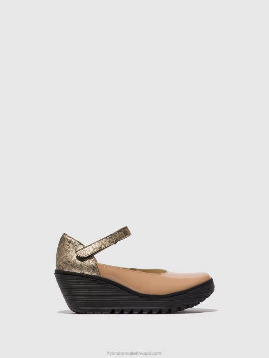 Mary Jane Shoes YAWO345 Women V00W671 CAPUCCINO/CHAMPAGNE Fly London