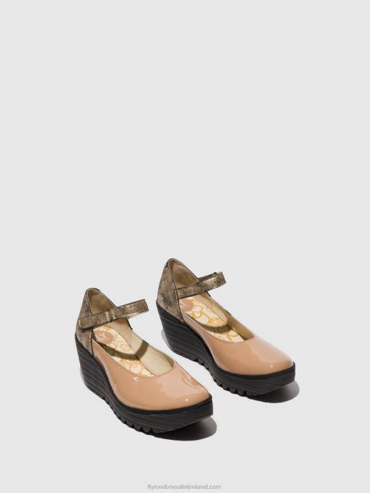 Mary Jane Shoes YAWO345 Women V00W671 CAPUCCINO/CHAMPAGNE Fly London