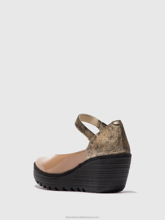 Mary Jane Shoes YAWO345 Women V00W671 CAPUCCINO/CHAMPAGNE Fly London