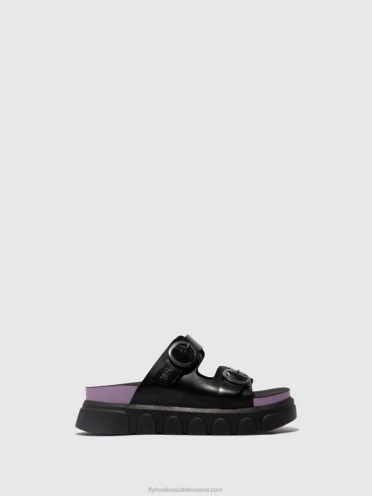 Buckle Mules CIDE946 Women V00W376 BLACK (VIOLET) Fly London