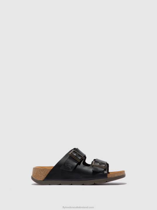 Open Toe Mules CAJA721 Women V00W387 BRIDLE BLACK Fly London