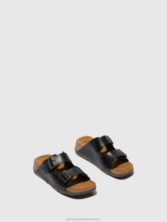 Open Toe Mules CAJA721 Women V00W387 BRIDLE BLACK Fly London