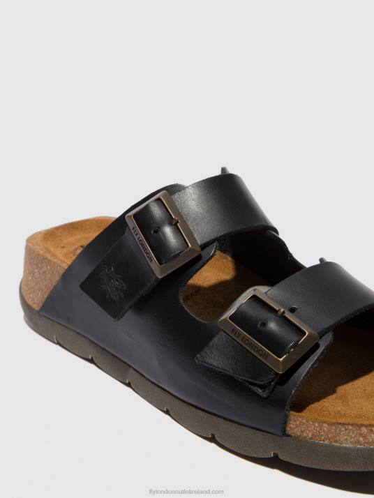 Open Toe Mules CAJA721 Women V00W387 BRIDLE BLACK Fly London