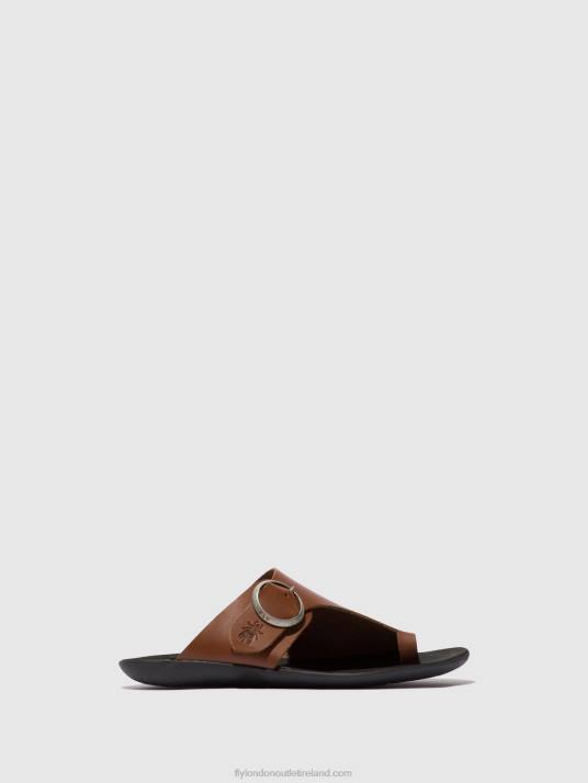 Open Toe Mules MICA758 Women V00W382 COGNAC Fly London