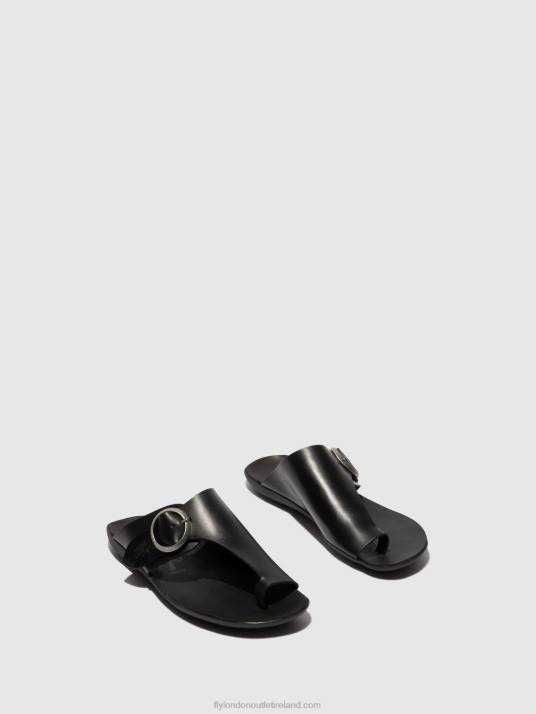 Open Toe Mules MICA758 Women V00W384 BRIDLE BLACK Fly London