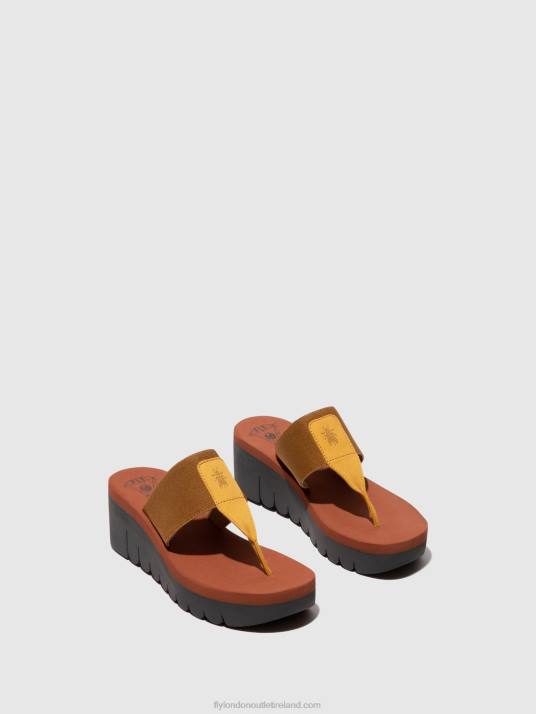 Slip-on Mules YOMU725 Women V00W359 BUMBLEBEE/CAMEL (BRICK) Fly London