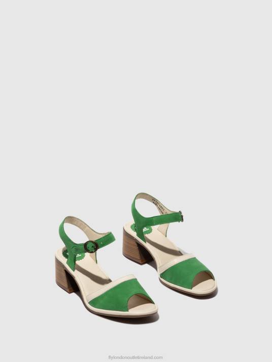 Ankle Strap Sandals LEAR374 Women V00W569 LIGHT GREEN/OFFWHITE Fly London