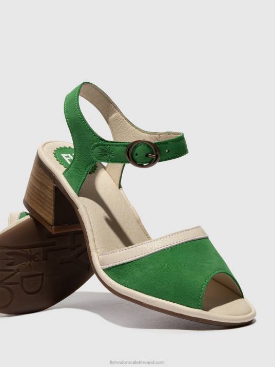 Ankle Strap Sandals LEAR374 Women V00W569 LIGHT GREEN/OFFWHITE Fly London