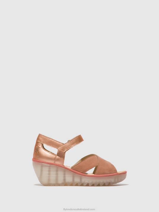 Ankle Strap Sandals YENT365 Women V00W504 PINK/BLUSH GOLD Fly London