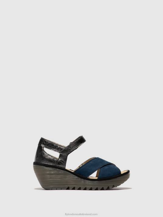 Ankle Strap Sandals YENT365 Women V00W508 BLUE/GRAPHITE Fly London