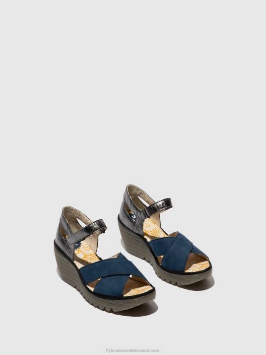 Ankle Strap Sandals YENT365 Women V00W508 BLUE/GRAPHITE Fly London
