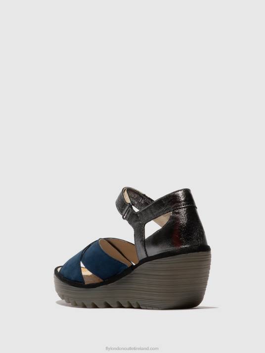 Ankle Strap Sandals YENT365 Women V00W508 BLUE/GRAPHITE Fly London