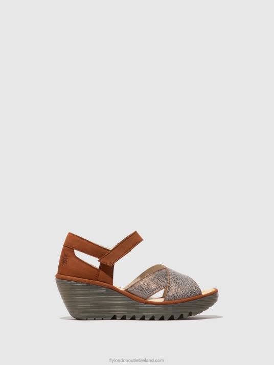 Ankle Strap Sandals YENT365 Women V00W567 BRONZE/TAN Fly London