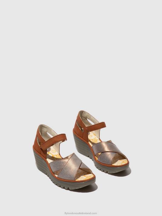 Ankle Strap Sandals YENT365 Women V00W567 BRONZE/TAN Fly London