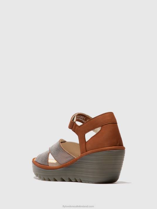 Ankle Strap Sandals YENT365 Women V00W567 BRONZE/TAN Fly London