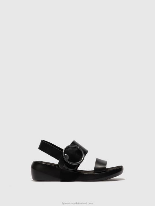Buckle Sandals BANI739 Women V00W611 BRIDLE BLACK Fly London