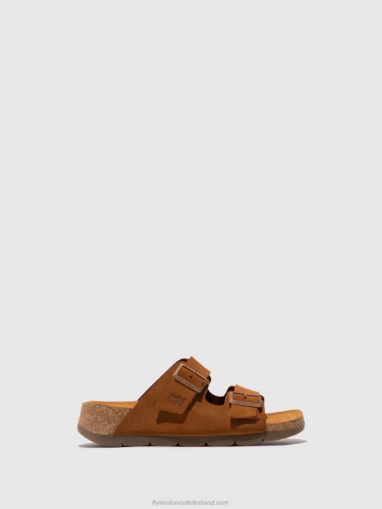 Buckle Sandals CAJA721 Women V00W391 SUEDE CAMEL Fly London