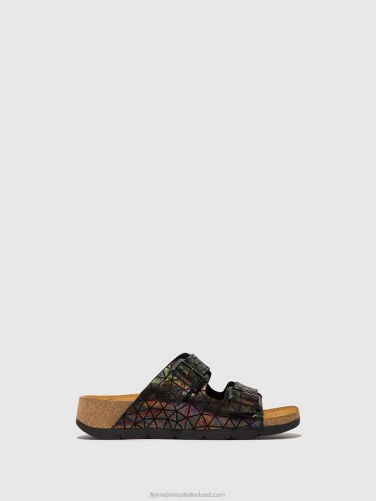 Buckle Sandals CAJA721 Women V00W500 BLACK PETROL Fly London