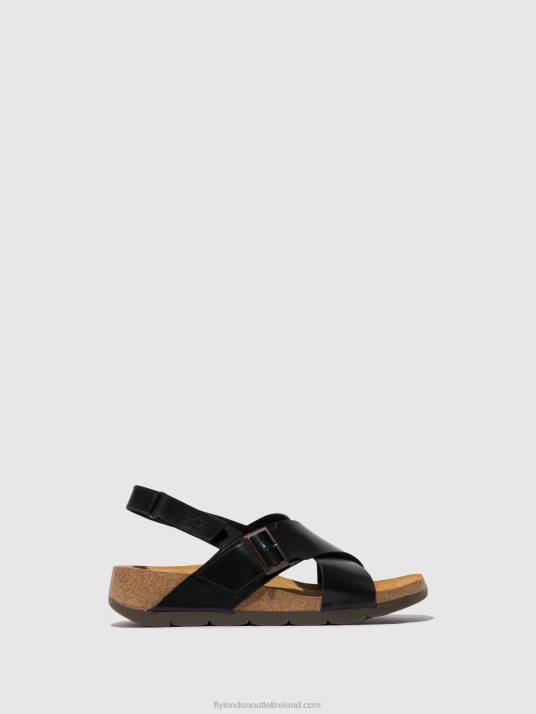 Crossover Sandals CHLO852 Women V00W588 BLACK Fly London