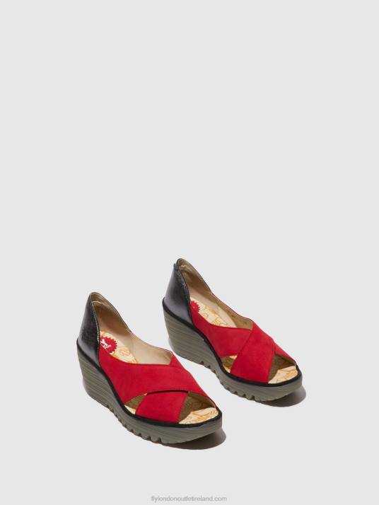 Crossover Sandals YOMA307 Women V00W483 LIPSTICK RED/GRAPHITE Fly London
