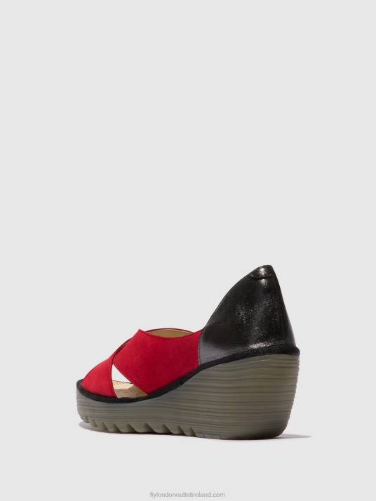 Crossover Sandals YOMA307 Women V00W483 LIPSTICK RED/GRAPHITE Fly London