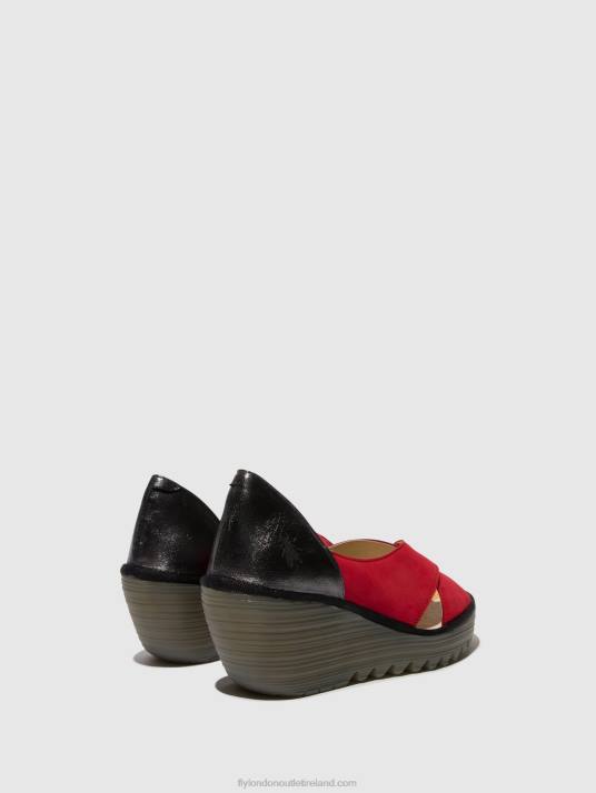 Crossover Sandals YOMA307 Women V00W483 LIPSTICK RED/GRAPHITE Fly London