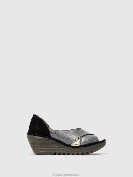 Crossover Sandals YOMA307 Women V00W560 GREY/BLACK Fly London