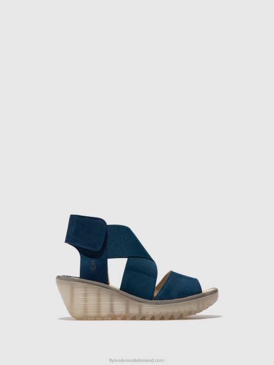 Crossover Sandals YUBA385 Women V00W485 BLUE Fly London