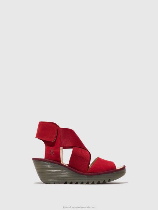 Crossover Sandals YUBA385 Women V00W486 LIPSTICK RED Fly London