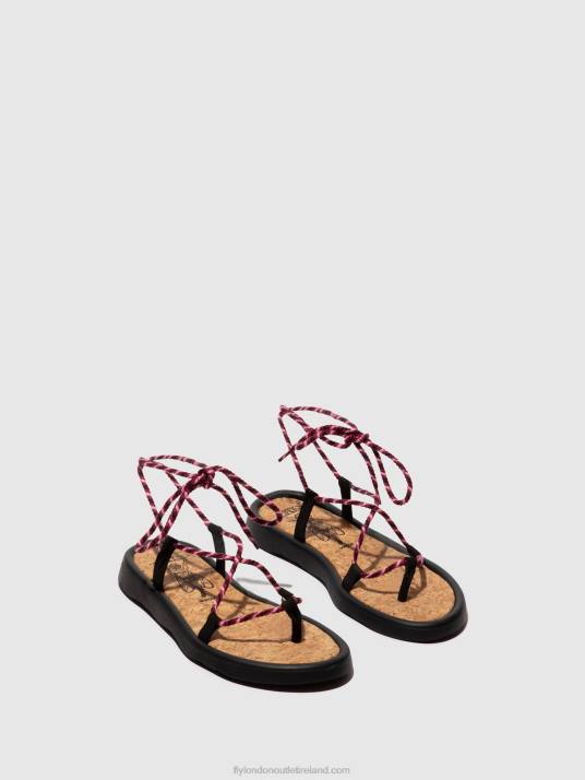 Lace-up Sandals TACE874 Women V00W550 BLACK(PURPLE) Fly London