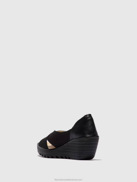 Open Toe Sandals YOMA307 Women V00W597 CUPIDO/MOUSSE BLACK Fly London
