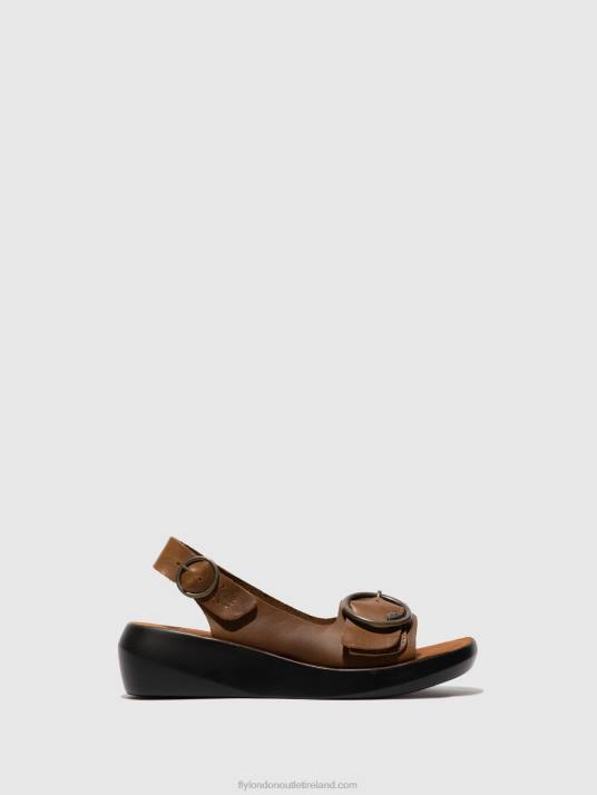 Sling-Back Sandals BERK754 Women V00W602 BRIDLE CAMEL Fly London