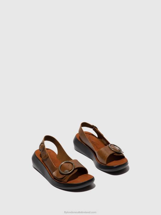 Sling-Back Sandals BERK754 Women V00W602 BRIDLE CAMEL Fly London