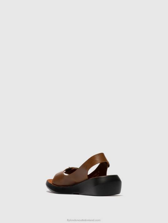 Sling-Back Sandals BERK754 Women V00W602 BRIDLE CAMEL Fly London
