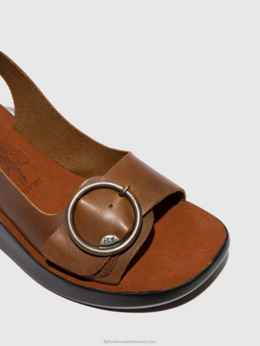 Sling-Back Sandals BERK754 Women V00W602 BRIDLE CAMEL Fly London