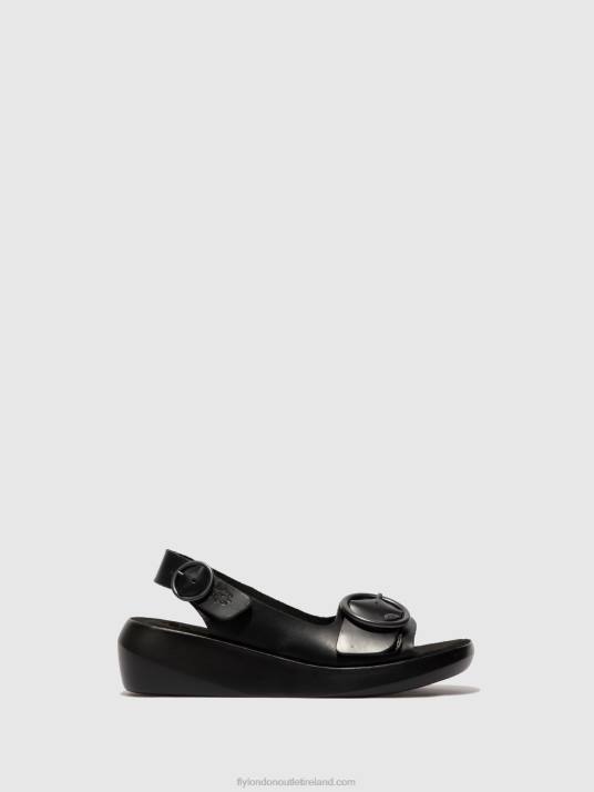 Sling-Back Sandals BERK754 Women V00W603 BRIDLE BLACK Fly London