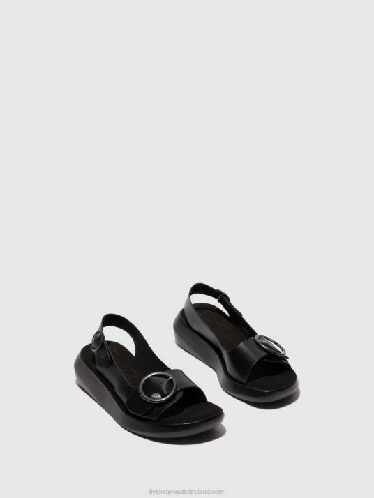 Sling-Back Sandals BERK754 Women V00W603 BRIDLE BLACK Fly London