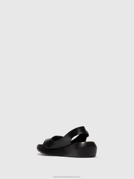 Sling-Back Sandals BERK754 Women V00W603 BRIDLE BLACK Fly London