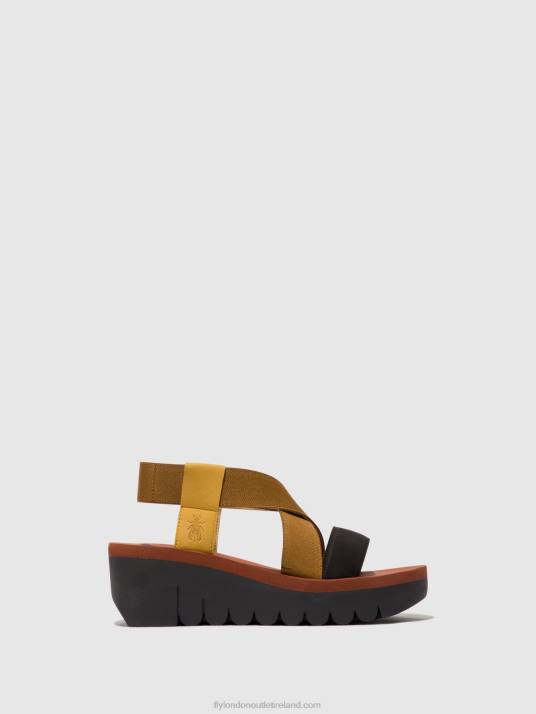 Sling-Back Sandals YABI922 Women V00W446 BUMBLEBEE/CAMEL/BLACK Fly London
