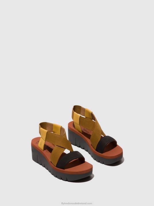 Sling-Back Sandals YABI922 Women V00W446 BUMBLEBEE/CAMEL/BLACK Fly London
