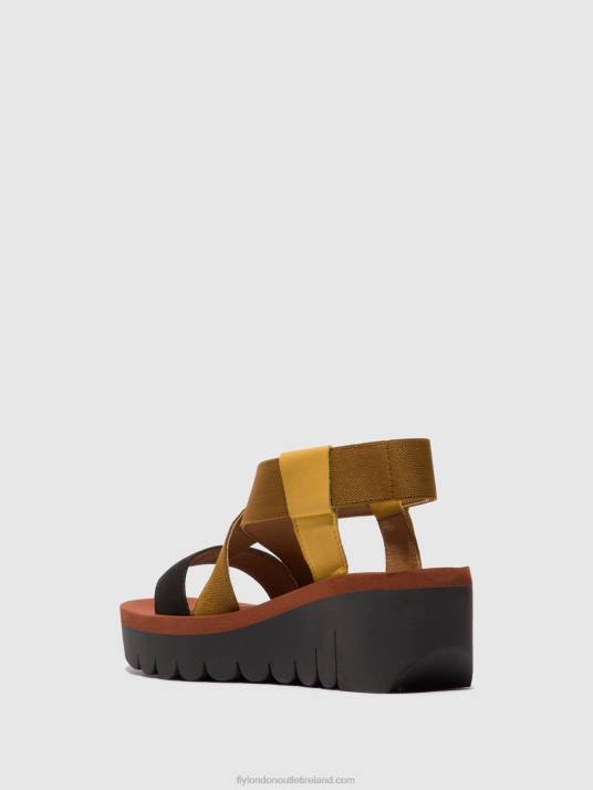 Sling-Back Sandals YABI922 Women V00W446 BUMBLEBEE/CAMEL/BLACK Fly London