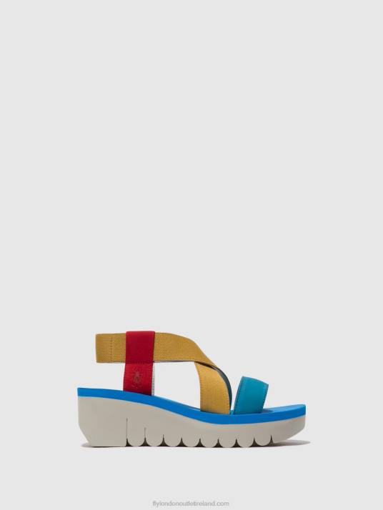 Sling-Back Sandals YABI922 Women V00W448 LIPSTICK RED/YELLOW/AZURRE Fly London