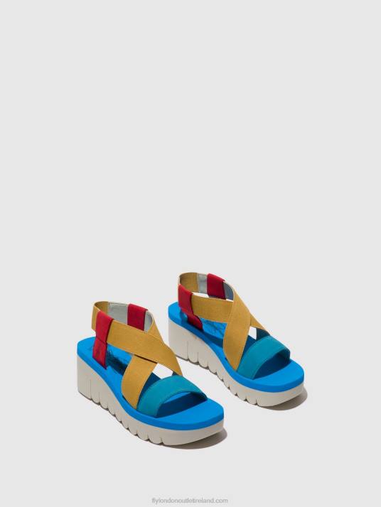 Sling-Back Sandals YABI922 Women V00W448 LIPSTICK RED/YELLOW/AZURRE Fly London